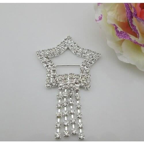 5pcs fashion star rhinestone buckle with line for wedding invitation card