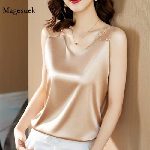 Plus Size V-neck Embroidery Woman Blouses Satin Blouse Tops Silk Women Blouses Shirts Woman Elastic Lace Shirt Top Blusas 13733