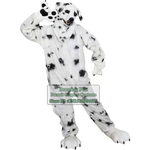 Lifelike Dalmatian Furry Wolf Fox Mascot Costume Animal Dog Fursuit Halloween Adult Cartoon Character Cosplay Suit For Party