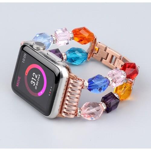 Strap for Apple Watch band 42mm 44mm 40mm 38mm Colorful Handmade Band for Iwatch series SE/6/5/4/3/2/1