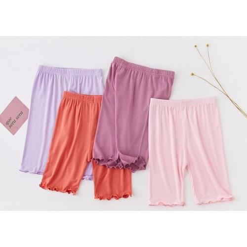 Modal Girls Pants Cotton Children Safety Shorts Girls Leggings Kids Skinny Pants Solid Bow Knee Length Underwear for Daily Wear