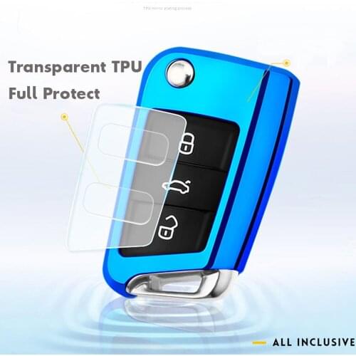 For VW Skoda Octavia Karoq for SEAT Ateca Leon Ibiza 2015 2016 2017 2018 2019 Folding Car key case Set Bag Folding Key Pouch