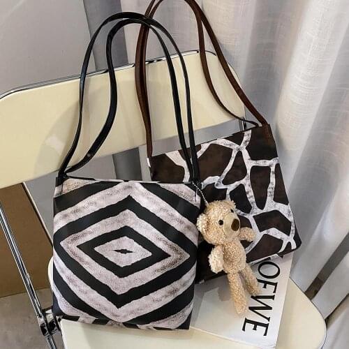 Fashion Leopard Pattern Shoulder Women Bag Pu Leather Zebra Underarm Handbag Shopping Tote Bolsas Mujer 2021 Autumn Winter