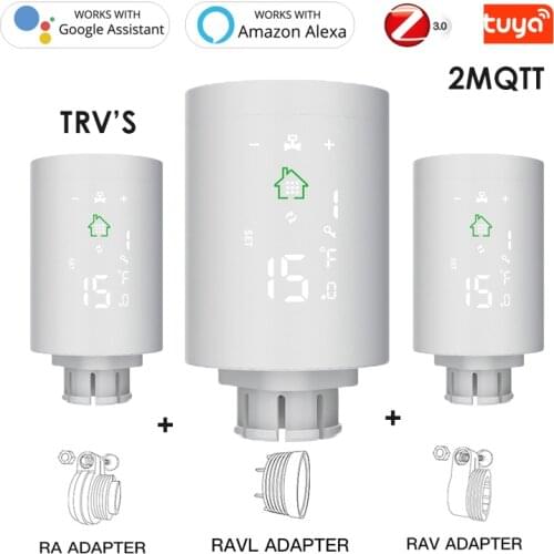 NEW TUYA Zigbee Radiator Thermostat controller gifts RA RAV RAVL adapters built in temperature sensor support APP alexa control