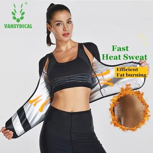 Vansydical Hot Sweat Shirts Women Slimming Push Up Vest Fitness Running Training Gym Yoga Tops Shapers Sanua Sportswear