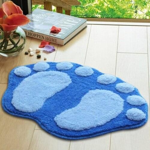 Bedroom Bedside Absorbent Non-Slip Bath Mats Lovely Big Feet Flocking Carpet