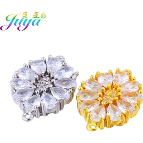 Juya DIY Jewelry Components Supplies Decorative Flower Charm Connectors Accesories For Women Handmade Earrings Bracelets Making
