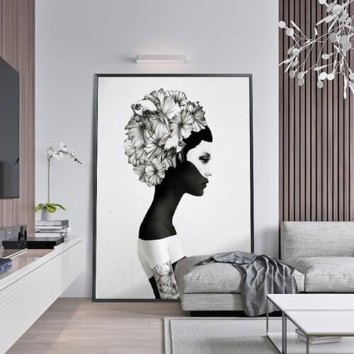 Beauty Woman Black Butterfly Canvas Painting Wall Art Nordic Posters and Prints Wall Pictures for Living Bedroom Decoration