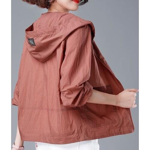 White Basic Chic Lady Coats Large Size 5Xl Jackets Women Trendy All-Match Summer Thin Hooded Femme Sun Protection Jacket Solid