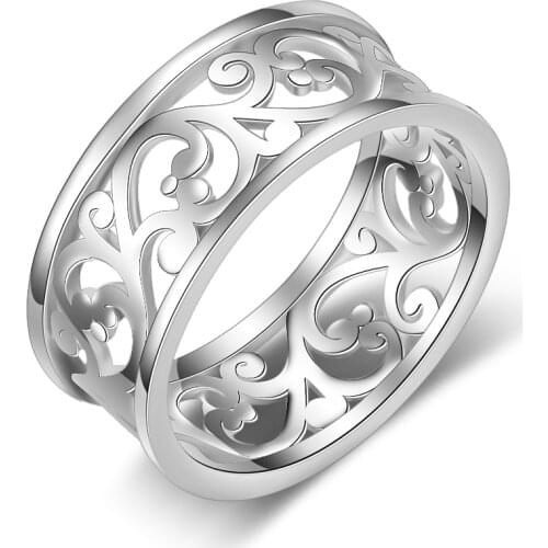 Solid 925 Sterling Silver Female Rings Vine Wave Pattern Vintage Style Rings High Quality Jewelry Sister Gift(JewelOra RI102786)