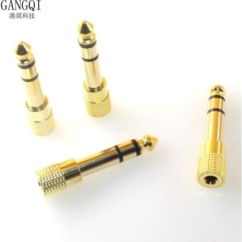 Gold 6.3mm 1/4" Male Plug to 3.5mm 1/8" Female Jack Stereo Headphone Audio Adapter Home Connectors Adapter Microphone