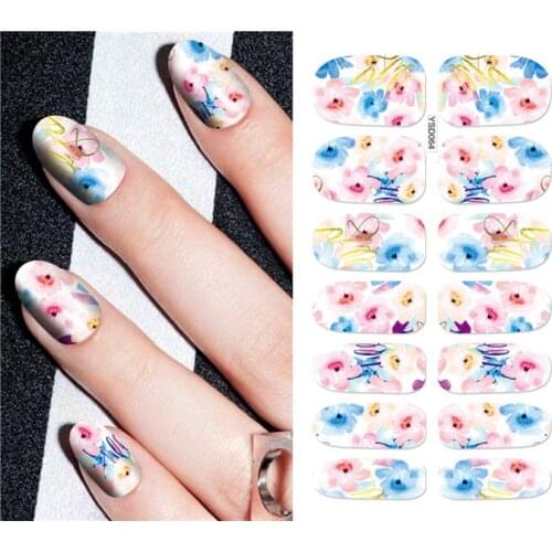 1 sheet DIY Nail Art Water Transfer Stickers Little Blue Flower slider adhesive Watermark Decals Women Beauty Wedding Nails