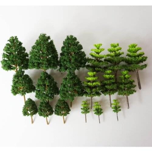 18pcs Mixed Model Trees Pine and Cypress Model Train Scenery Architecture Trees