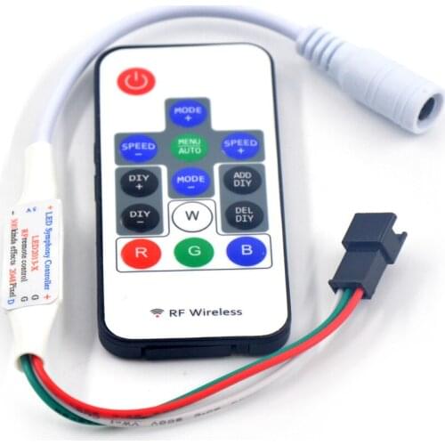 2PCS WS2812B RGB LED Controller DC5V-DC24V 14Key SK6812 300 Kinds of Changes Effects for WS2812B WS2811 LED Strip LED Controller