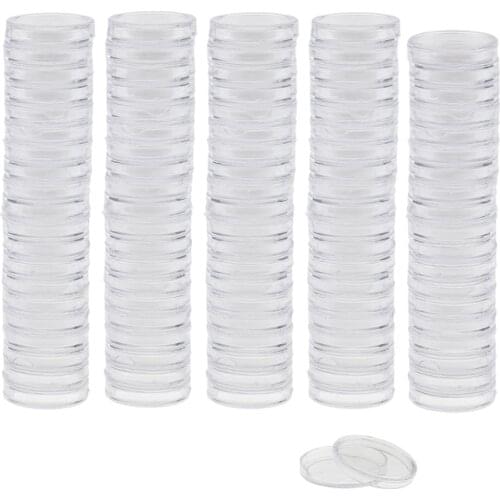 200pcs 19mm Plastic Clear Coin Cases Storage Capsules for Coin Collecting