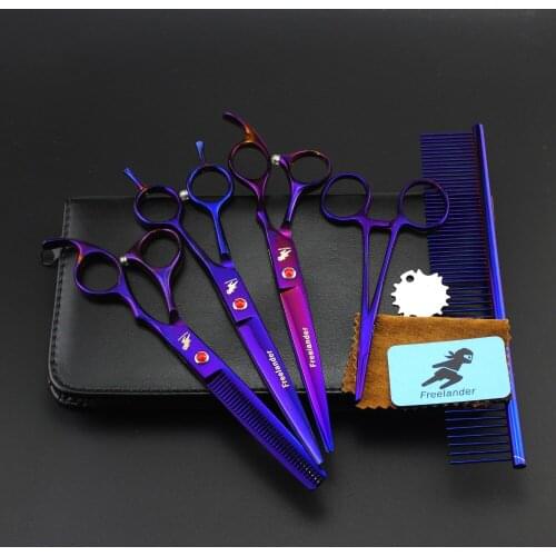 3PCS/Set 7" Pet Scissors Dog Grooming Scissors Set Hair Cutting Tools Kit Straight Curved Thinning Shears For Dogs Droshipping
