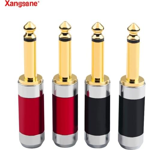 Xangsane 4pcs 6.35mm 6.5mm gold-plated turn rca lotus head xlr plug mono power amplifier guitar mixer AV microphone adapter