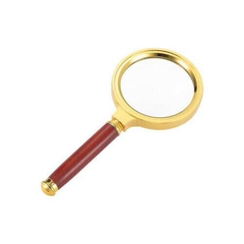 55mm 5X Handheld Magnifying Glass Lens Magnifier Gold Tone