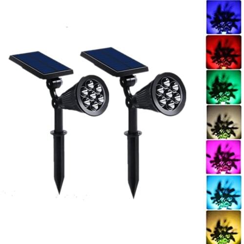 7 LED Solar Outdoor Lighting 7 Colors Spotlight Garden Light Waterproof For Yard Patio Landscape Lawn Lamp House Safe Wall Lamp