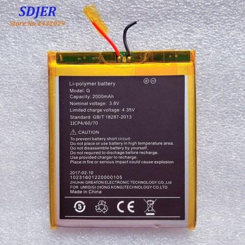 Umi G Battery UMIDIGI G High Quality Original 2000MAh Back Up For UMIG Smart Phone Bateria Batterie Baterij In Stock