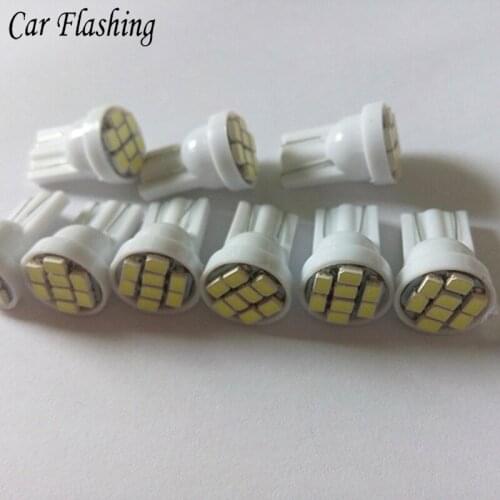 Car Flashing 100 Pcs T10 8SMD Car Led Wedge Lights 12v W5W 8LED Auto License Plate Bulbs Turn Signal Lamp White Green Blue Red