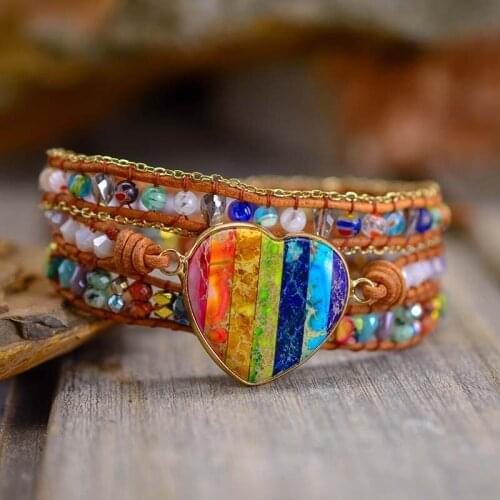 BOHO Emperor Stone Bracelet Bohemia Leather Bracelet Chakra Love Bracelet Charm Bracelets for Women Jewelry Wholesale