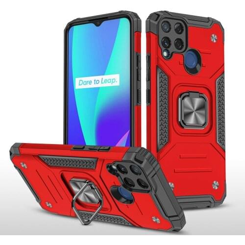 For Funda OPPO Realme C3 C11 C15 Premium Case Silicon Bumper Armor Hard Back Panel Realme C15 Case C 3 11 15 Magnet Ring Cover