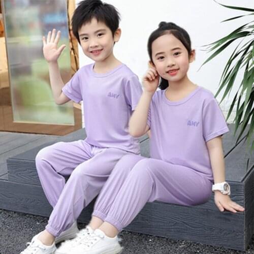 Pajama Sets Sleepwear Girl Sets Boy Sets Pajamas With Shorts Pajamas For Girls 10 12 Years Sleepwear Summer Thin Ice Silk Set