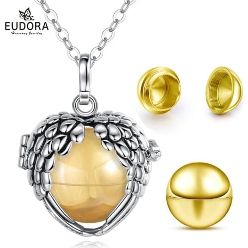 Eudora Stainless Steel capsule Urn cage Ashes Pendant angel wing cage cremation memorial ashes urn necklace Keepsake Locket H223
