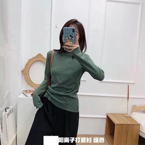 Sutimine Women Turtleneck Shirt Knitted T shirt Solid Tops Long Sleeve Autumn Winter Fitness Slimming Vintage Bottom Top