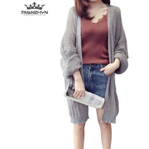 Cardigan Knitted Jacket 2019 Spring Autumn New Fashion Loose Womens Sweater Casual Solid color Long Student Sweater Outerwear