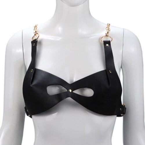 Leather Material BDSM Bondage Underwear Adult Products Appealing Underwear Flirtation Breast Underwear Suspenders Bondage