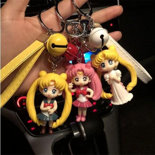 Fashion Anime Beautiful Girl Figure Model Cartoon Sailor Moon Model Keychain Cute Girls Toy Cosplay Accessories Action Figures
