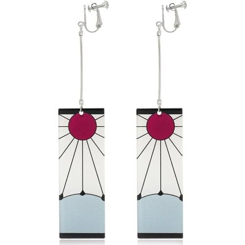 Fashion Japanese Style Hanging Earrings Anime Demon Kamado Tanjirou Slayer Kimetsu No Yaiba Cosplay Earrings For Women Men
