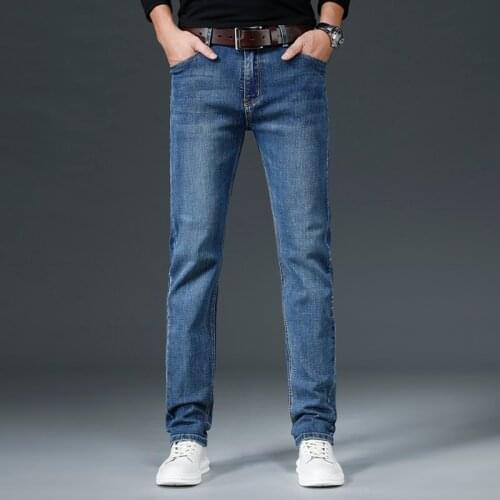 Men Business Fashion Denim Pants Casual Trousers Classic Slim Jean Straight Fit Jeans Business Classic Denim Trousers 2038