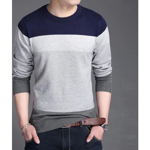 2018 New Brand Sweater Men Pullover Slim Fit Autumn Mens Sweaters Fashion Knitted Mens Sweaters Pull Patchwork Pullover Clothes