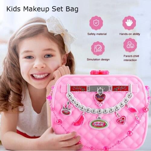Pretend Play Kids Makeup Set Washable Girls Makeup Bag Toys For Children Cosmetics Toys For Girl Dress Up Princess Make Up Toys