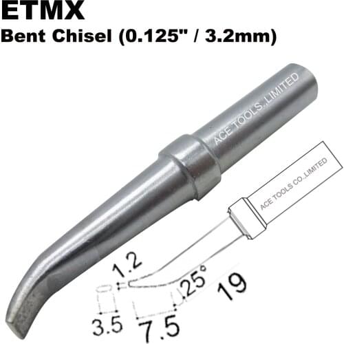 ETMX Soldering Tip Bent Chisel 3.2mm Fit WELLER WES51 WES50 WESD51 WE1010NA WE1010EU PES51 PES50 LR21 LR20 Pencil Iron Bit