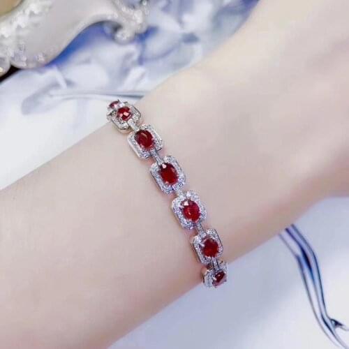 Charming red ruby bracelet for women jewelry fine jewelry 925 silver 100% natural gem certified girl ornament birthday gift