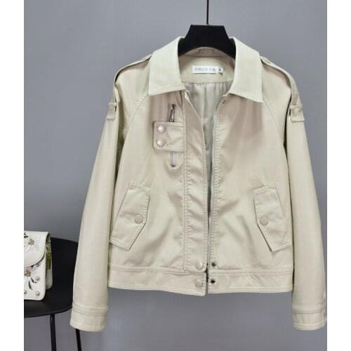 Autumn Jacket White Spring Faux Pu Leather Coat for Women Fashion 2020 New Abrigo Mujer Pph562