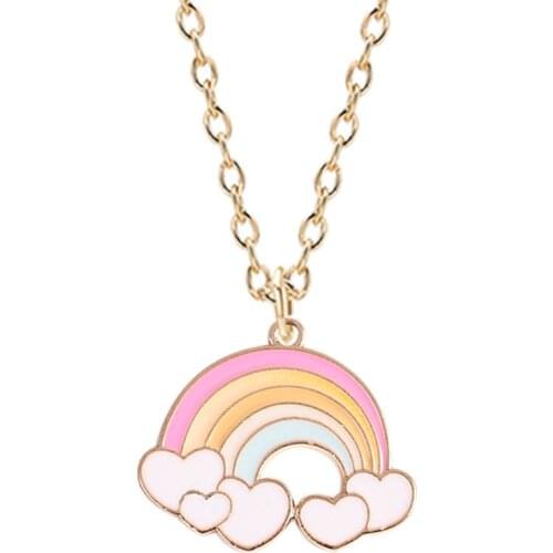 Japanese And Korean Men And Women Wild Necklace Female Cute Rainbow Cloud Pendant Choker Fashion Female Clavicle Chain