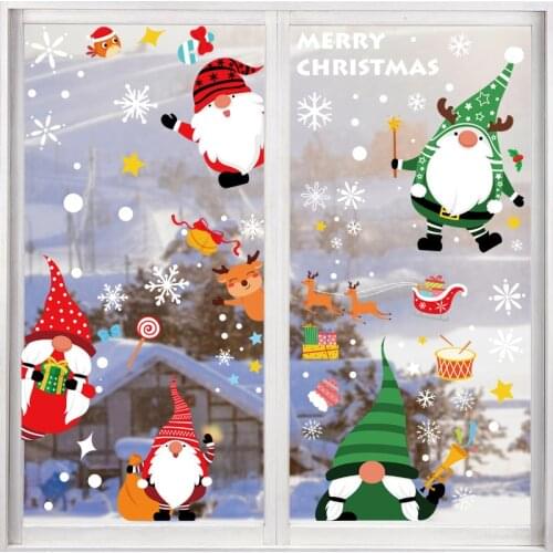 Christmas Decoration Stickers Santa Claus Elk Electrostatic Stickers Christmas Glass Window Decoration
