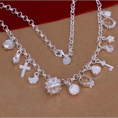 Silver color wedding women noble luxury gorgeous charm fashion women lady wedding pendants Necklace Silver jewelry , n021