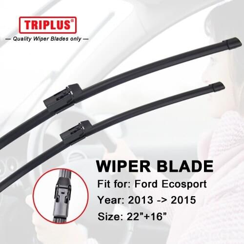 Wiper Blade Fits for Ford Ecosport (2013-2015) 1set 22"+16",Flat Aero Beam Windscreen Frameless Soft Boneless Blades