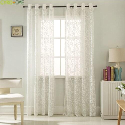 Spray Embroidery Window Screening Sheer Tulle Curtains For Living Room Bedroom
