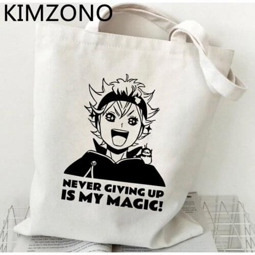 Black Clover shopping bag bolso eco recycle bag bolsas de tela shopping jute bag bag reusable shoping net cloth sacolas