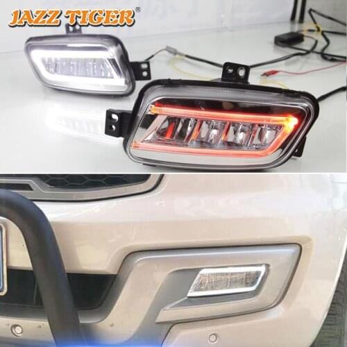 12V LED Daytime running lights For Ford Everest 2016 2017 2018 2019 Drl with turn signals for cars auto fog lights headlights