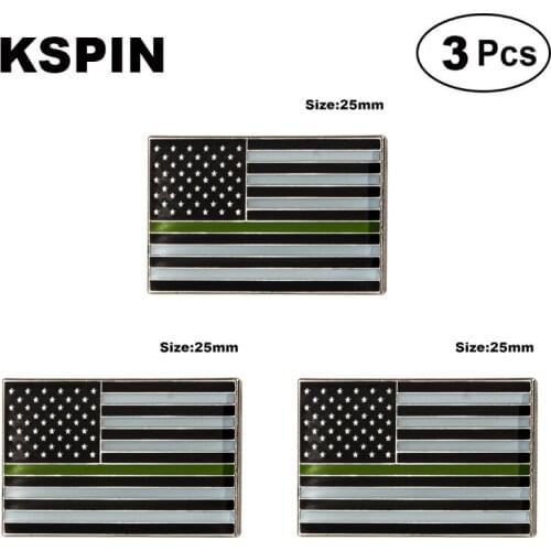 U.S.A Police Green Lapel Pin Brooches Pins Flag badge Brooch Badges