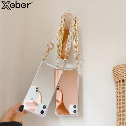 Make Up Mirror Bracelet Soft Phone Case For iPhone 12 Pro Max 11 Pro XS Max XR X 6 S 7 8 Plus SE Airbag Shockproof Phone Cover