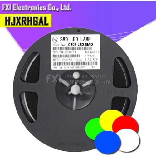 1Reel 4000pcs 0603 SMD LED diodes light yellow red green blue White Hot sale